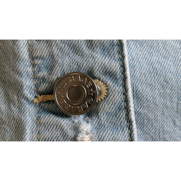 Garage Women Denim Jacket Light Distressed Boyfriend Fit Cotton Oversized Size L - Picture 6 of 8